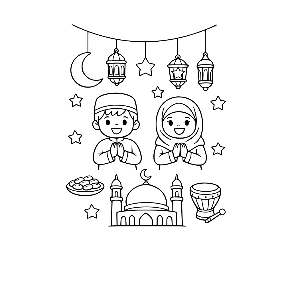 A ramadan inspired colouring book for kids