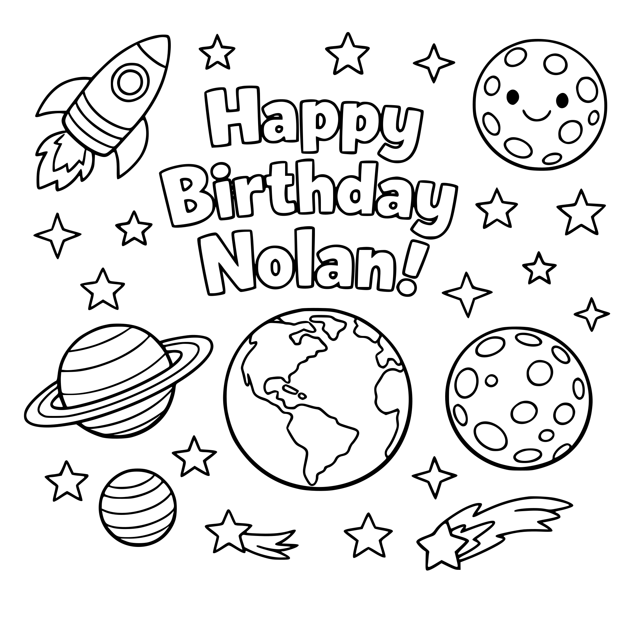 Happy Birthday Nolan! Stars and planets