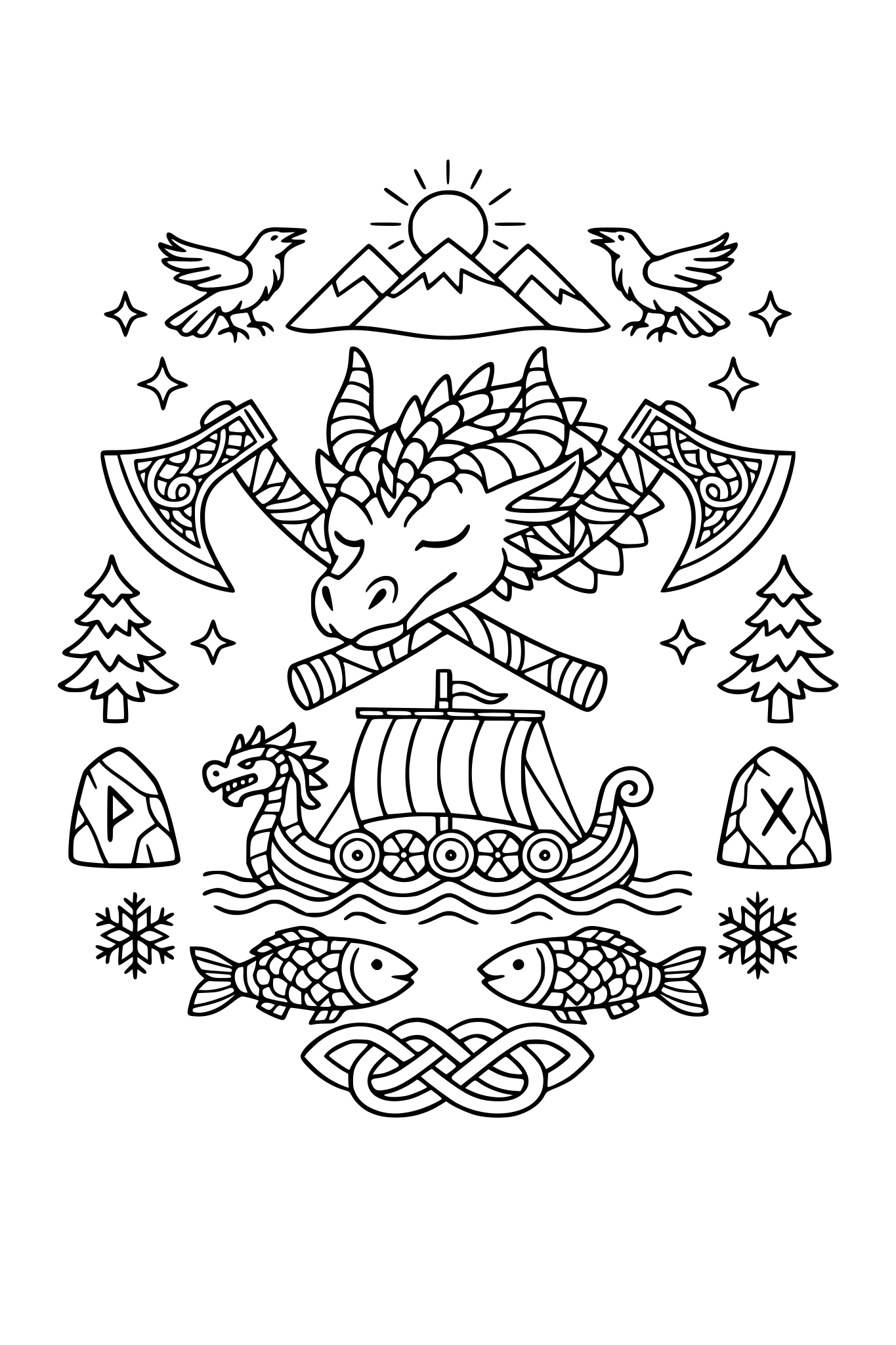 Spokojne wzory nordyckie do kolorowania. Generuj jeden obraz