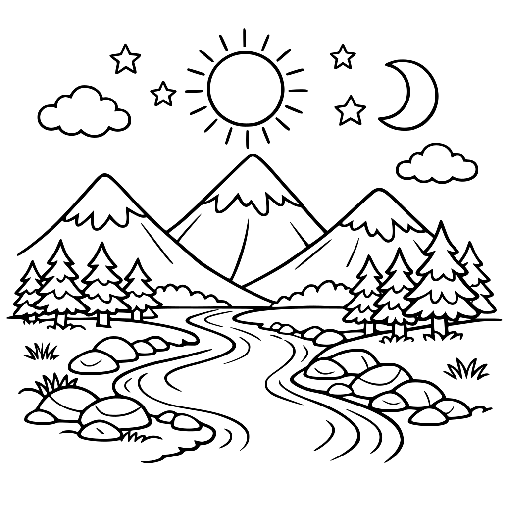 quitar los colores grises y convertir el paisaje en un dibujo para coloriar