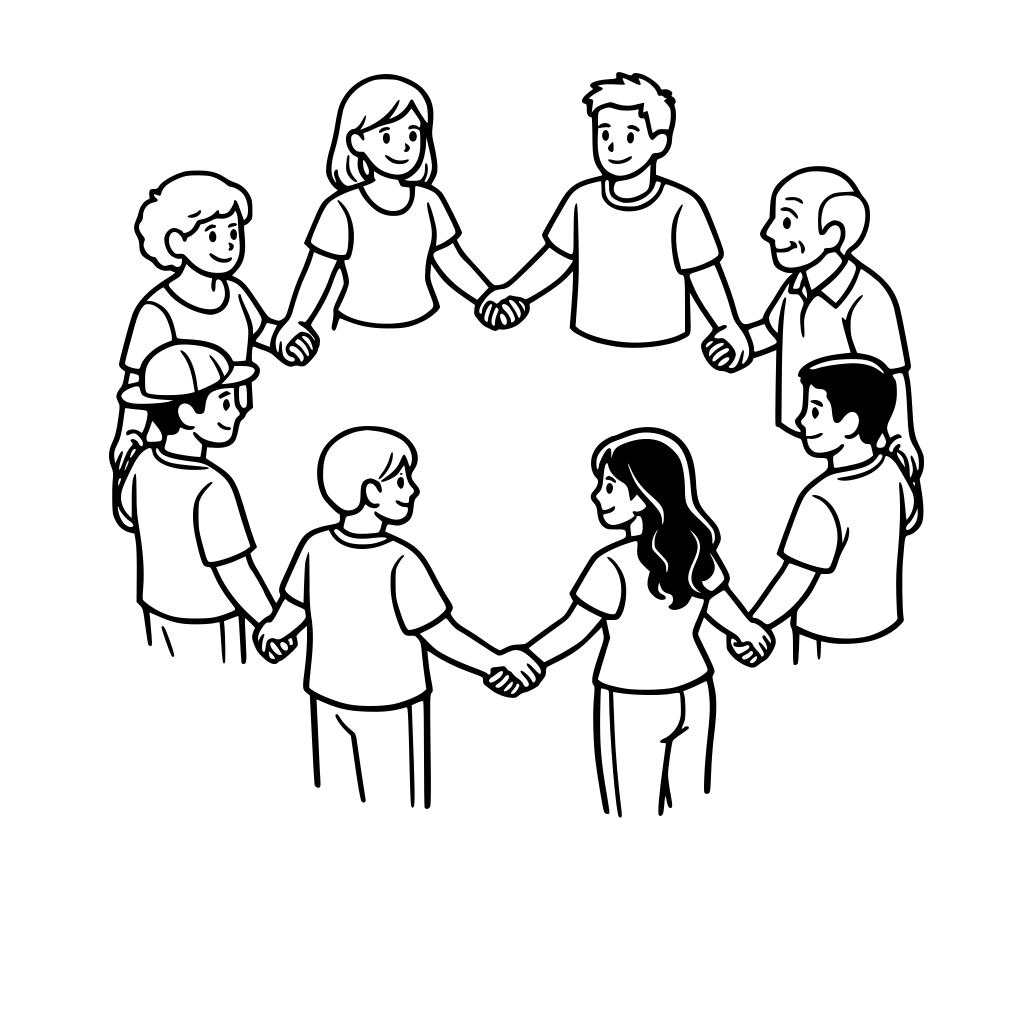 Circle of holding hands