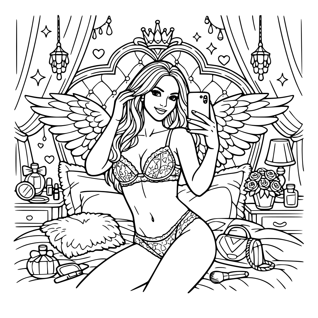 A victoria secret model selfie aesthetic fantasy master bedroom for girls & women