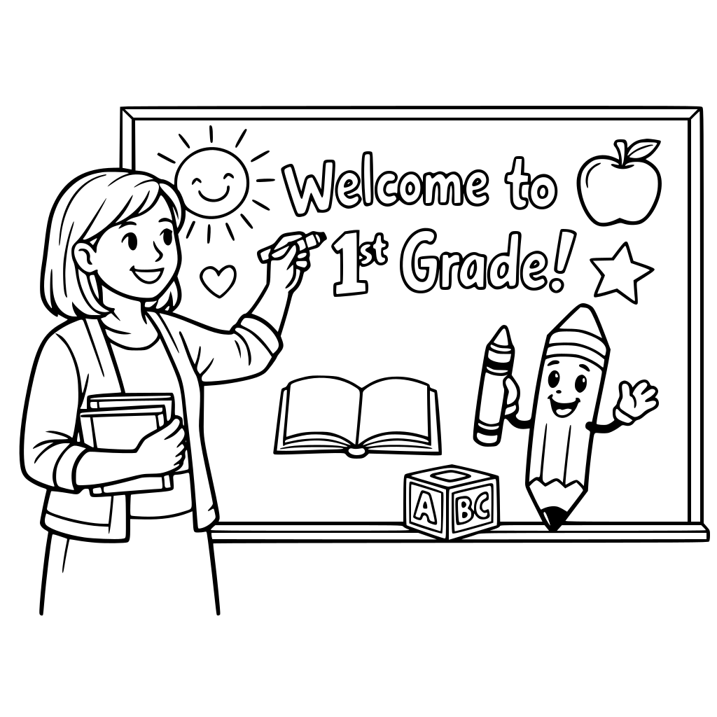 a first grade teacher writing on a white board