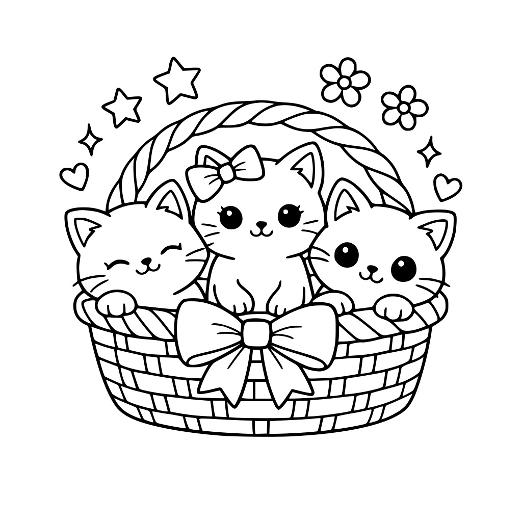 słodkie kotki w koszyku