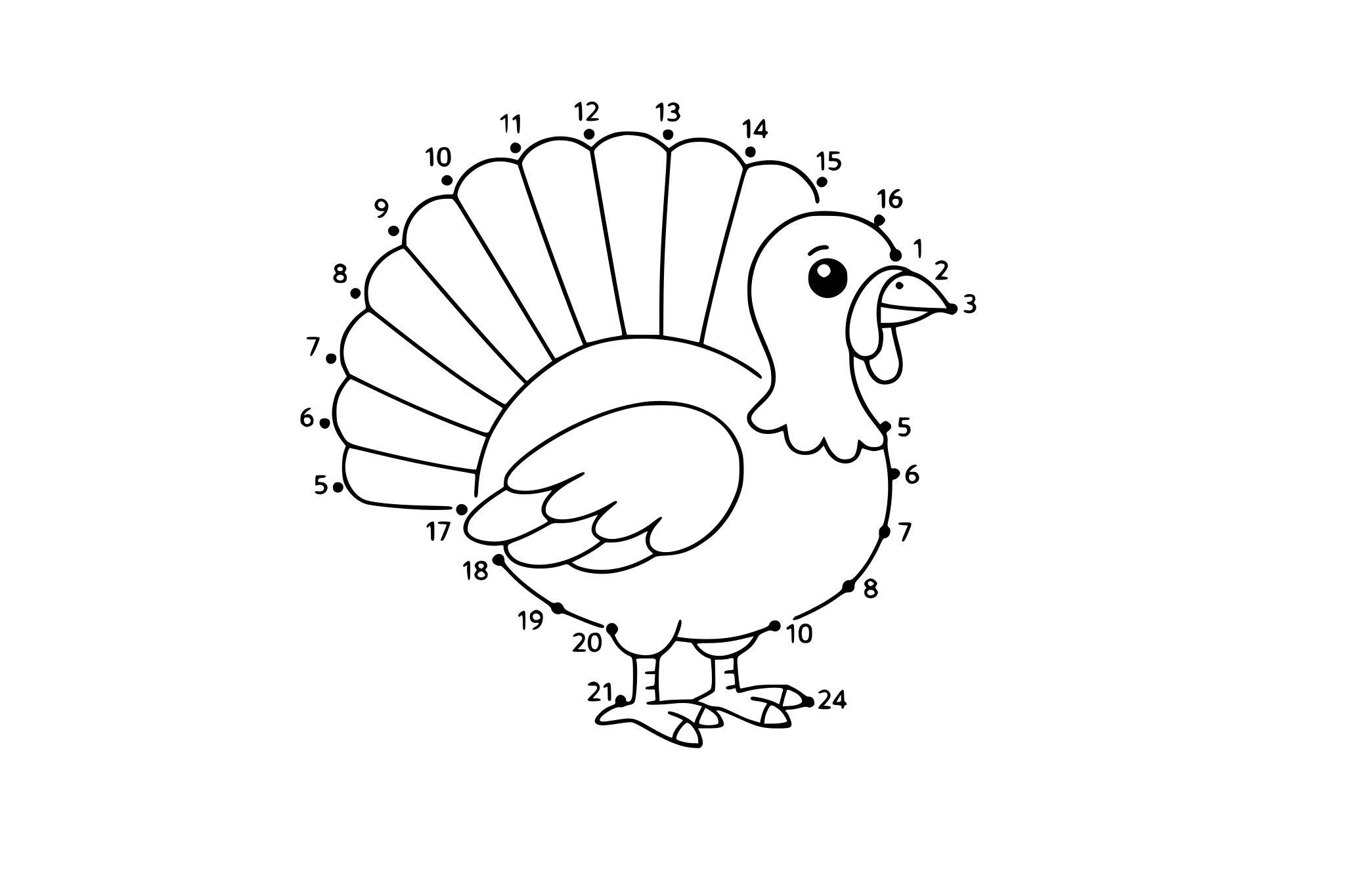 Connect-the-dots turkey, minimalistic line.