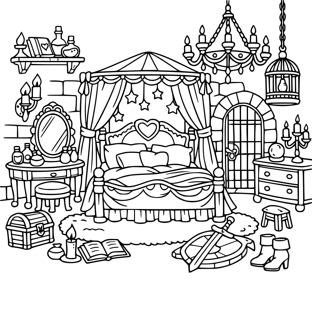 A dungeon aesthetic fantasy master bedroom for girls & women