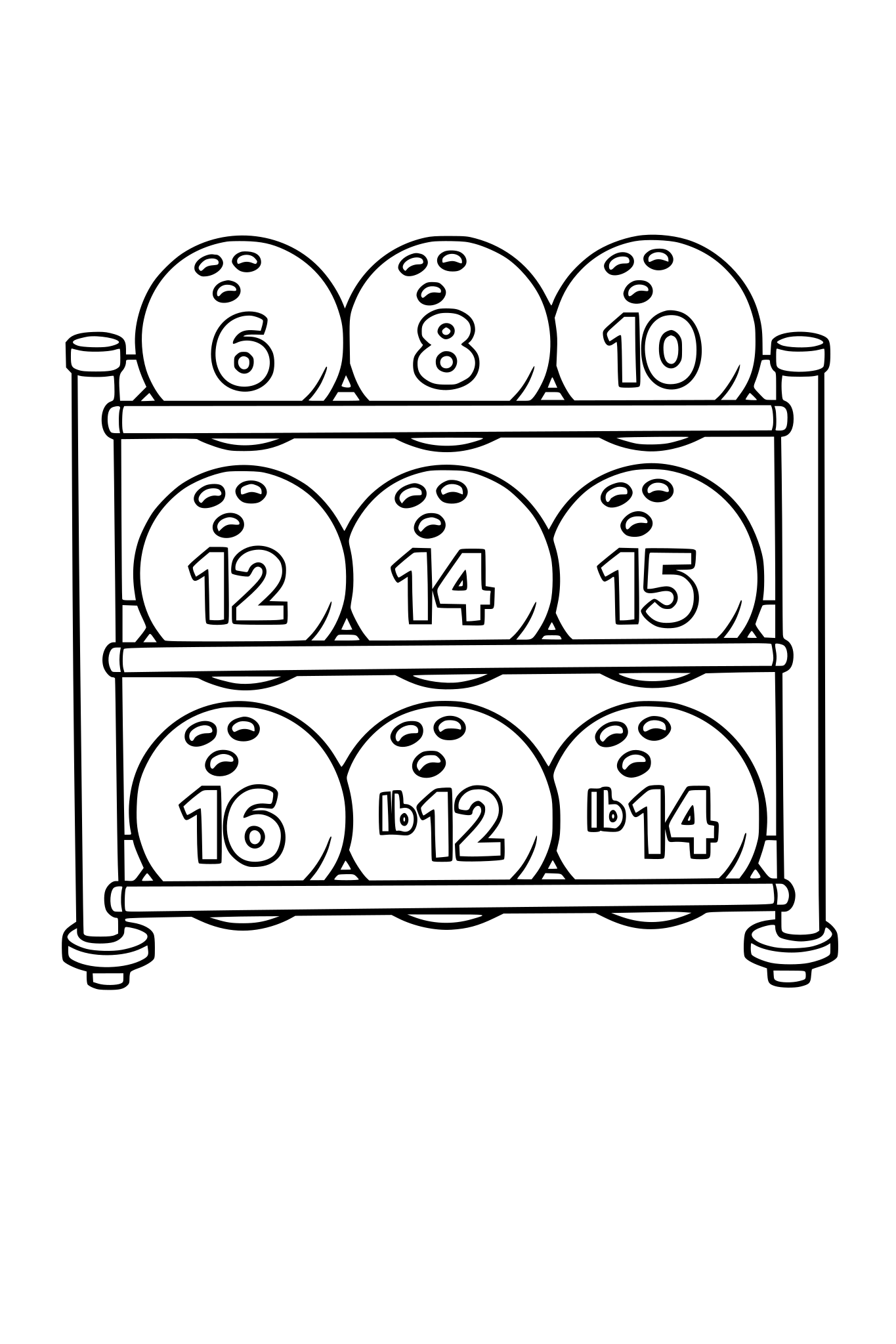 bowling ball rack with multiple balls with different weights