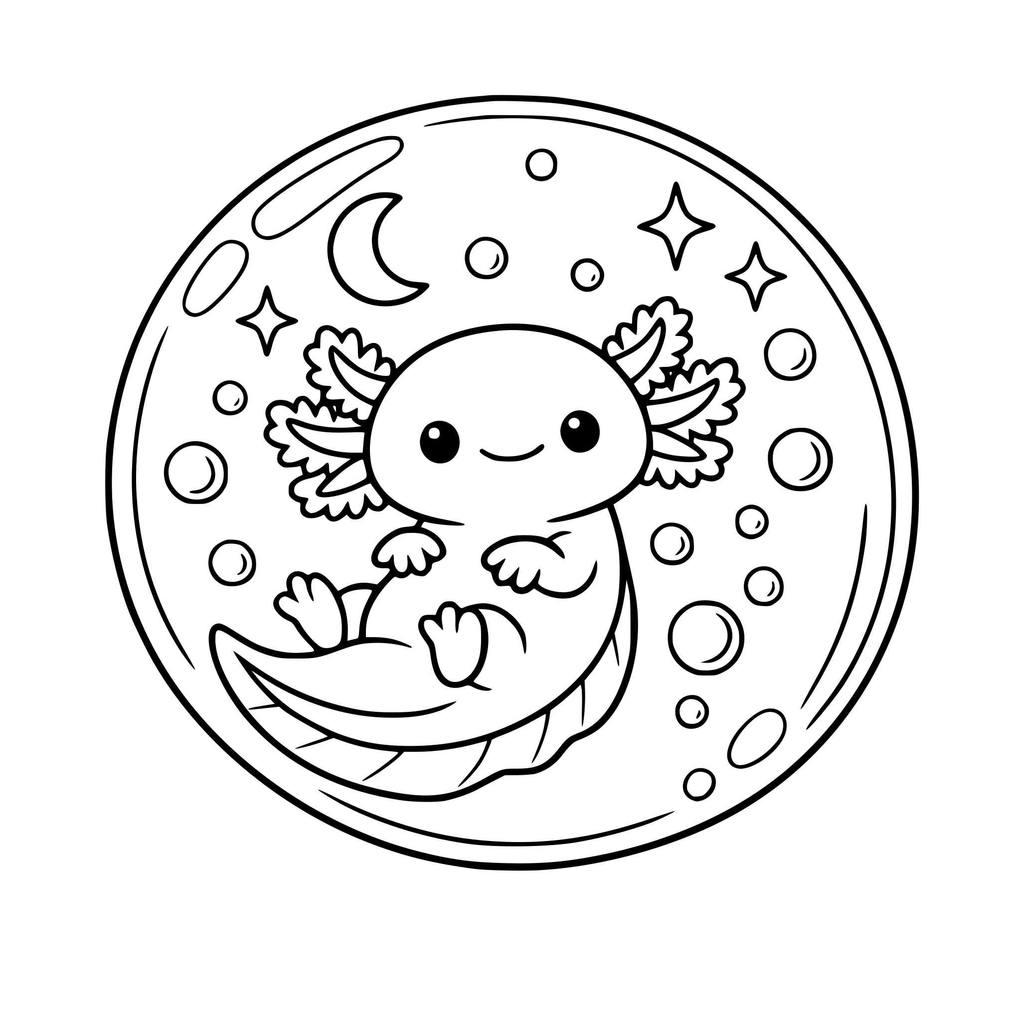 Axolotl floating in a magic bubble