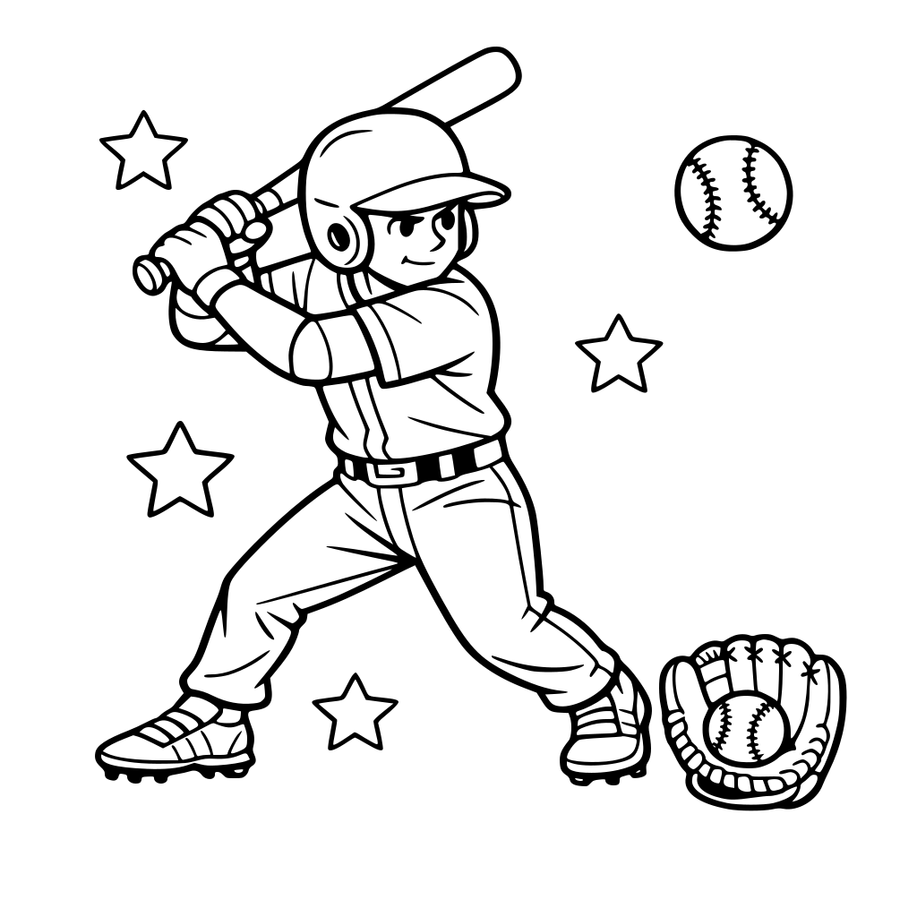 baseball player coloring page