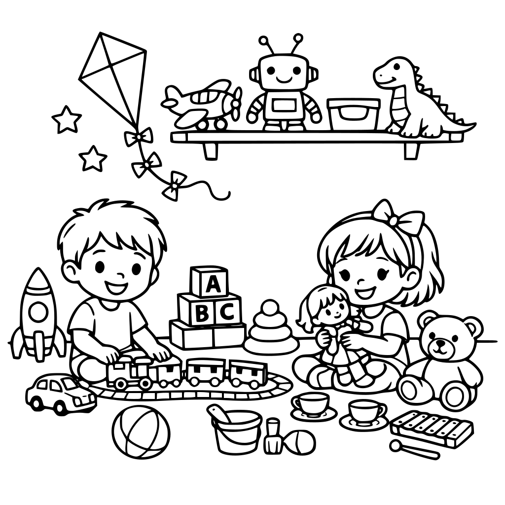 Una habitacion con juguetes y niños