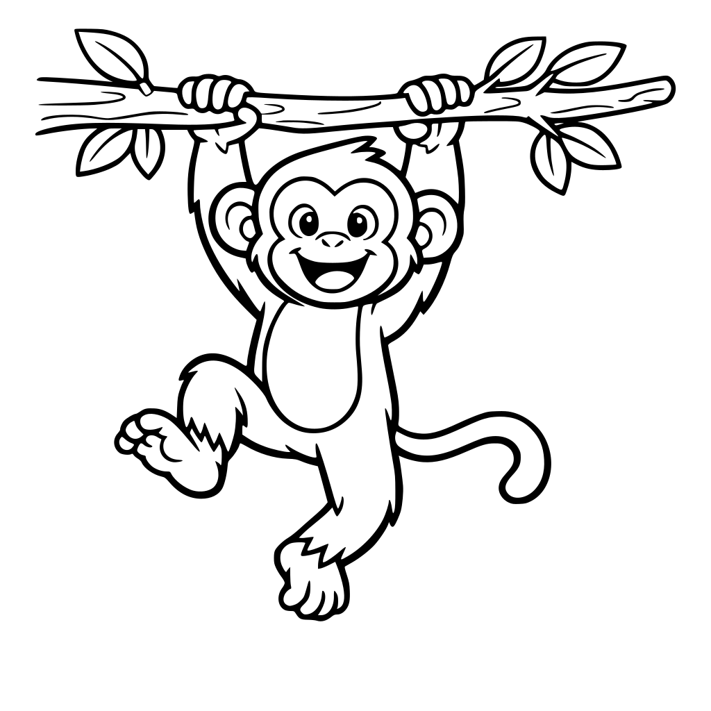 Ein Affe der auf einem Ast hangelt