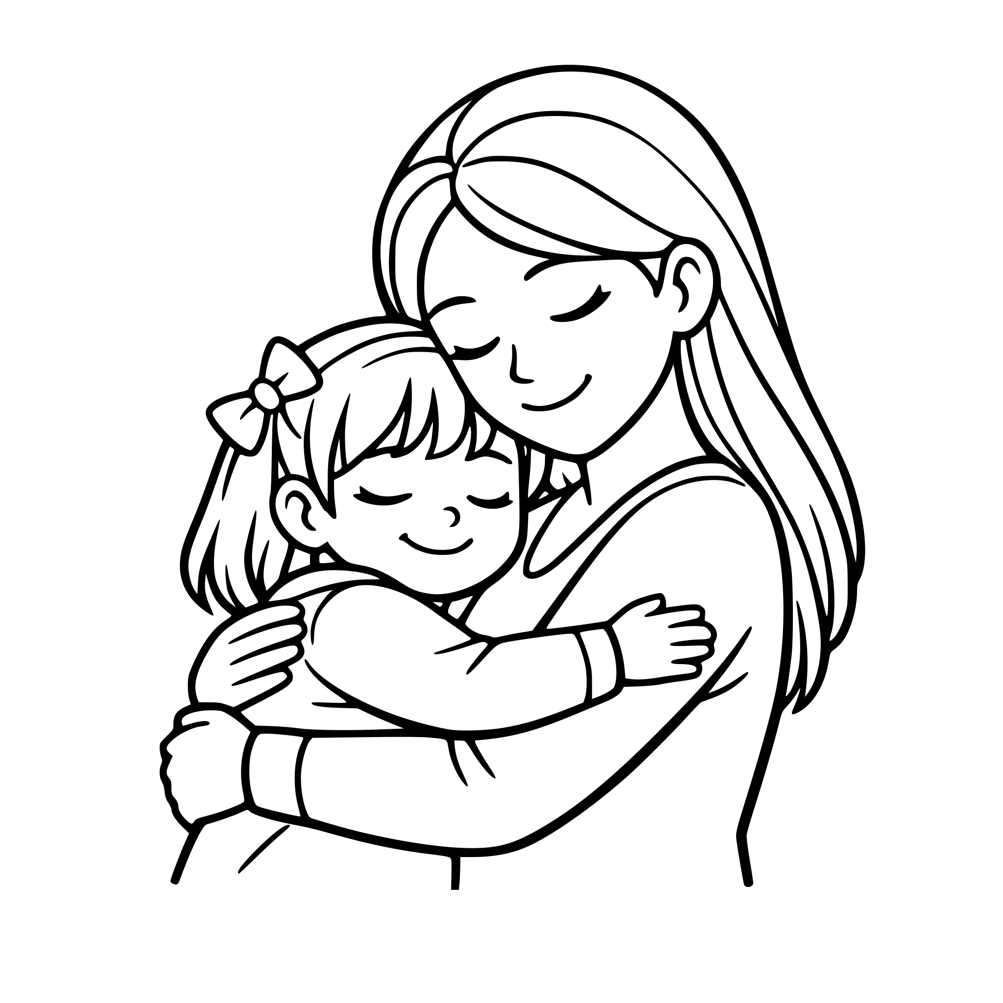 Una niña abrazada a la mamá