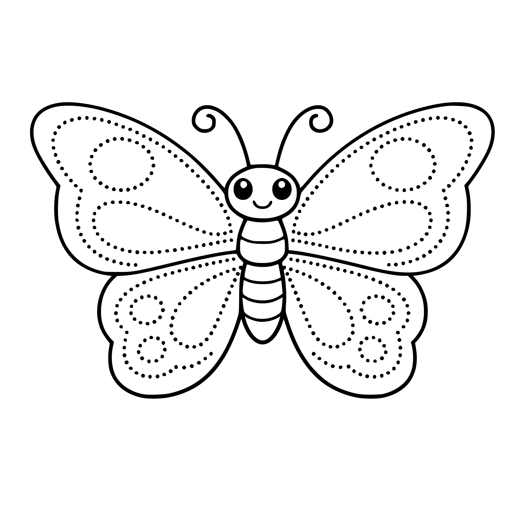 crea una mariposa para colorear, donde las líneas de las alas sean de puntitos para que los niños las puedan picar con el punzón