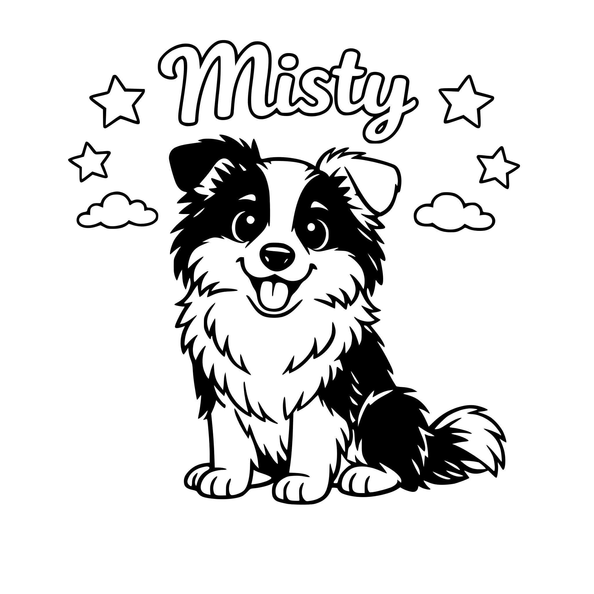Cute, dog, fluffy, border collie, Word Misty