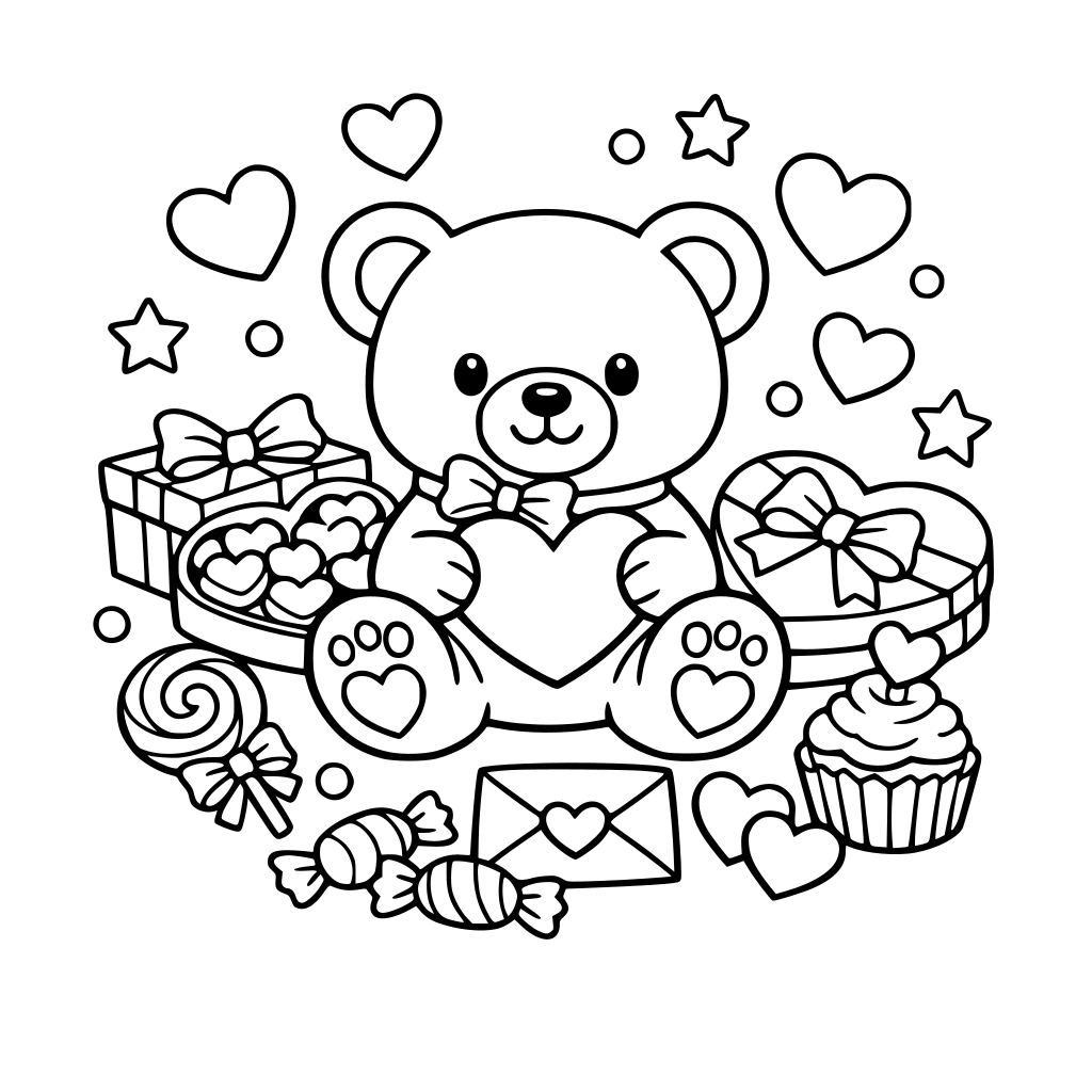 valentines day, teddy bear, hearts, candy, love