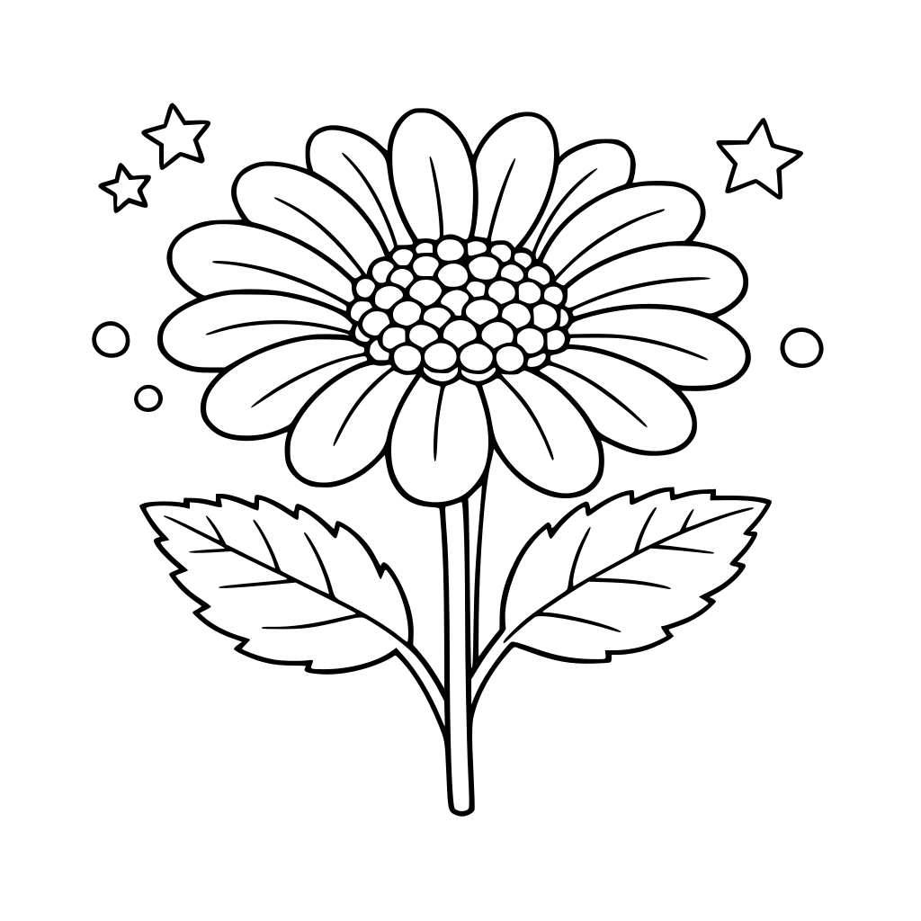 maak van deze bloem een kleurplaat