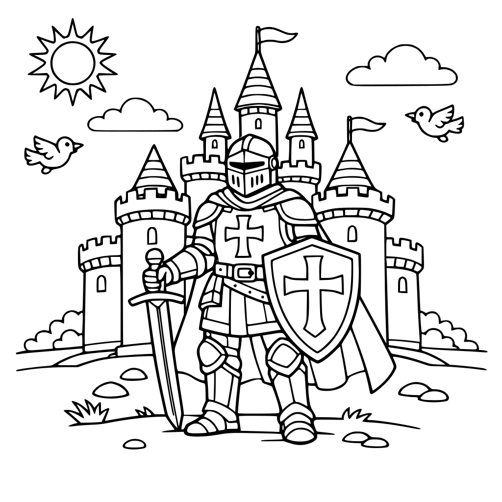 Un chevalier devant son château