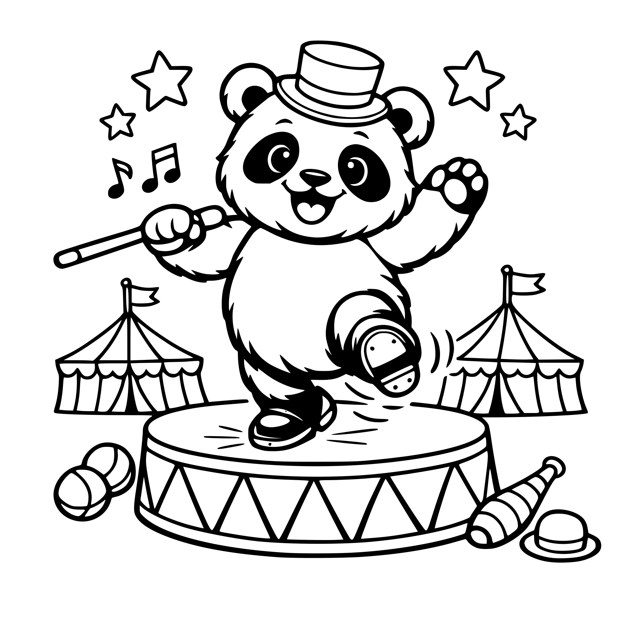 Cute panda tap dancing in a circus