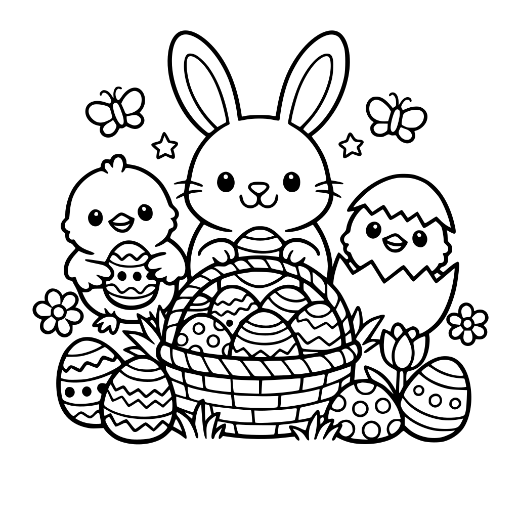 crée moi un coloriage sur le thème de pâques