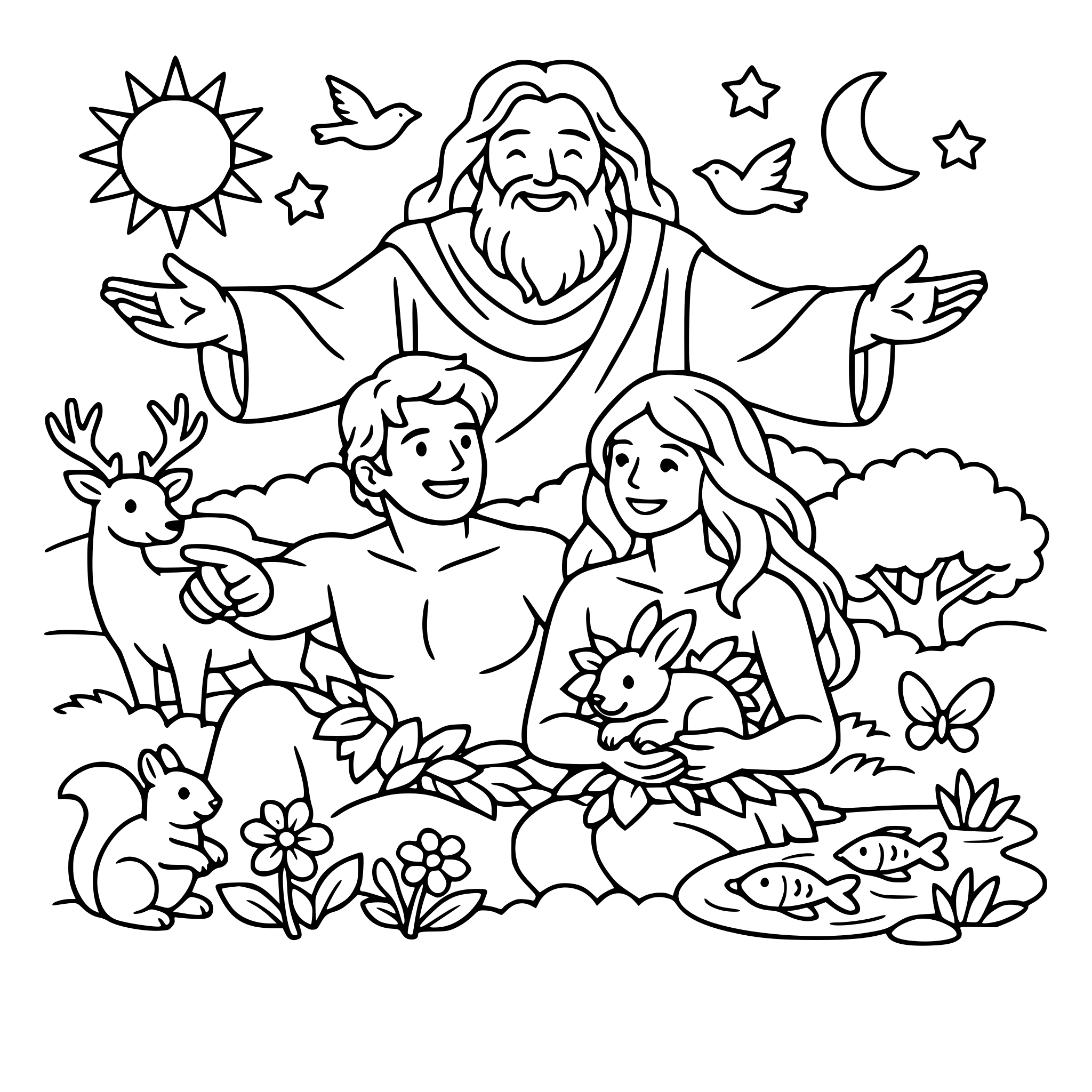 God enjoying His creation with Adam and Eve