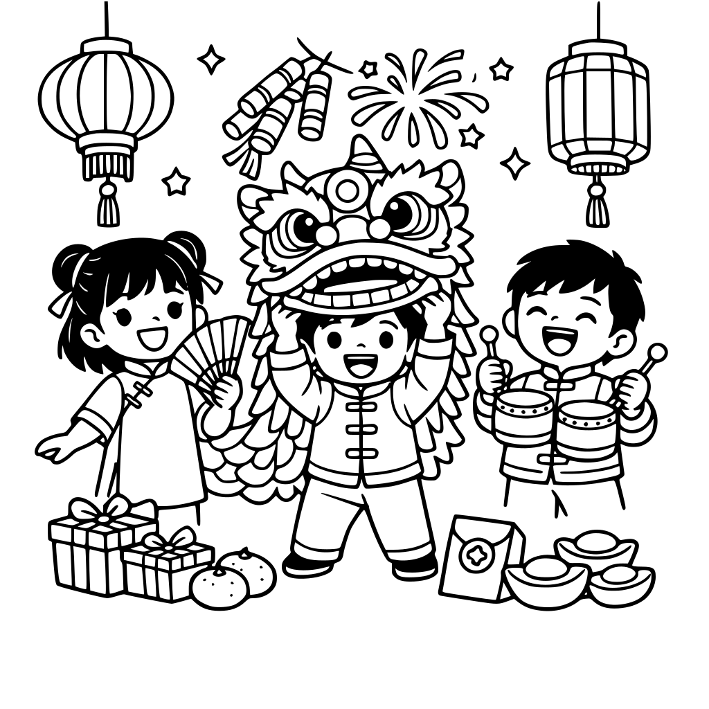 children celebrating lunar new year