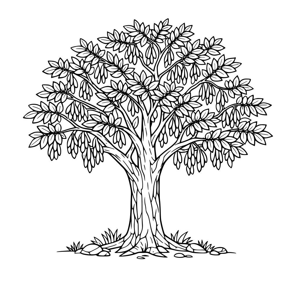 generate an ash tree image for adult colouring book