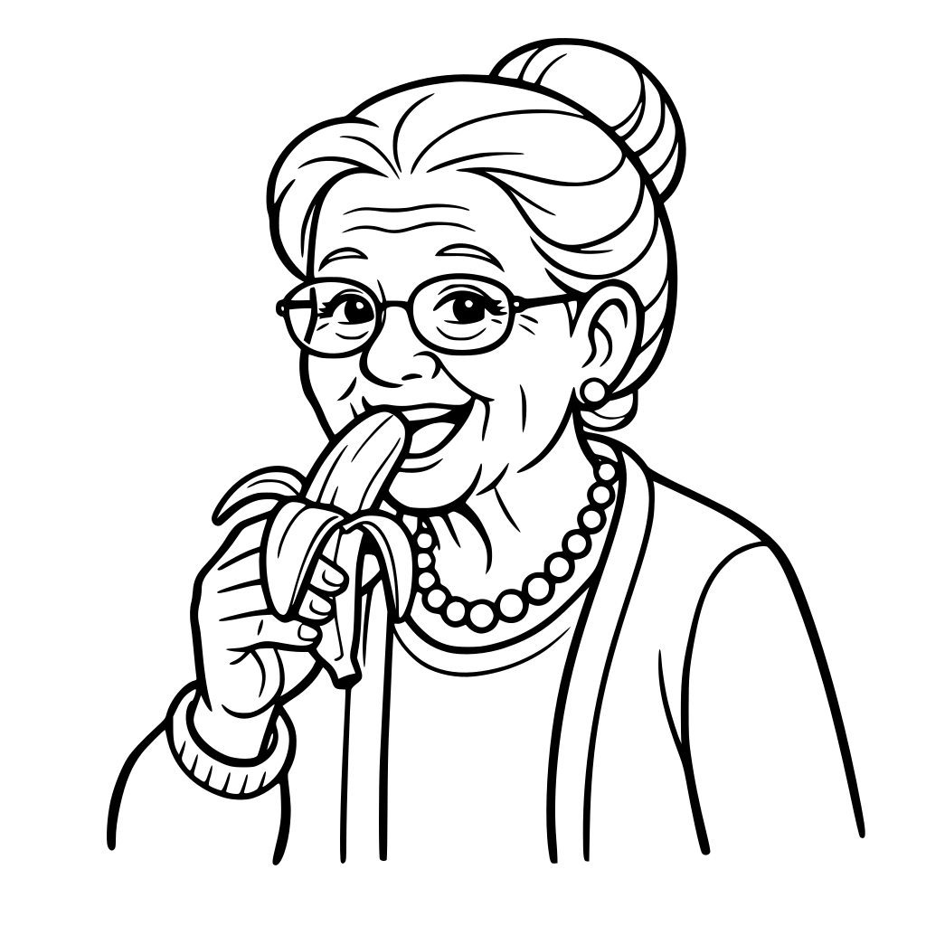 Grandma eats banana