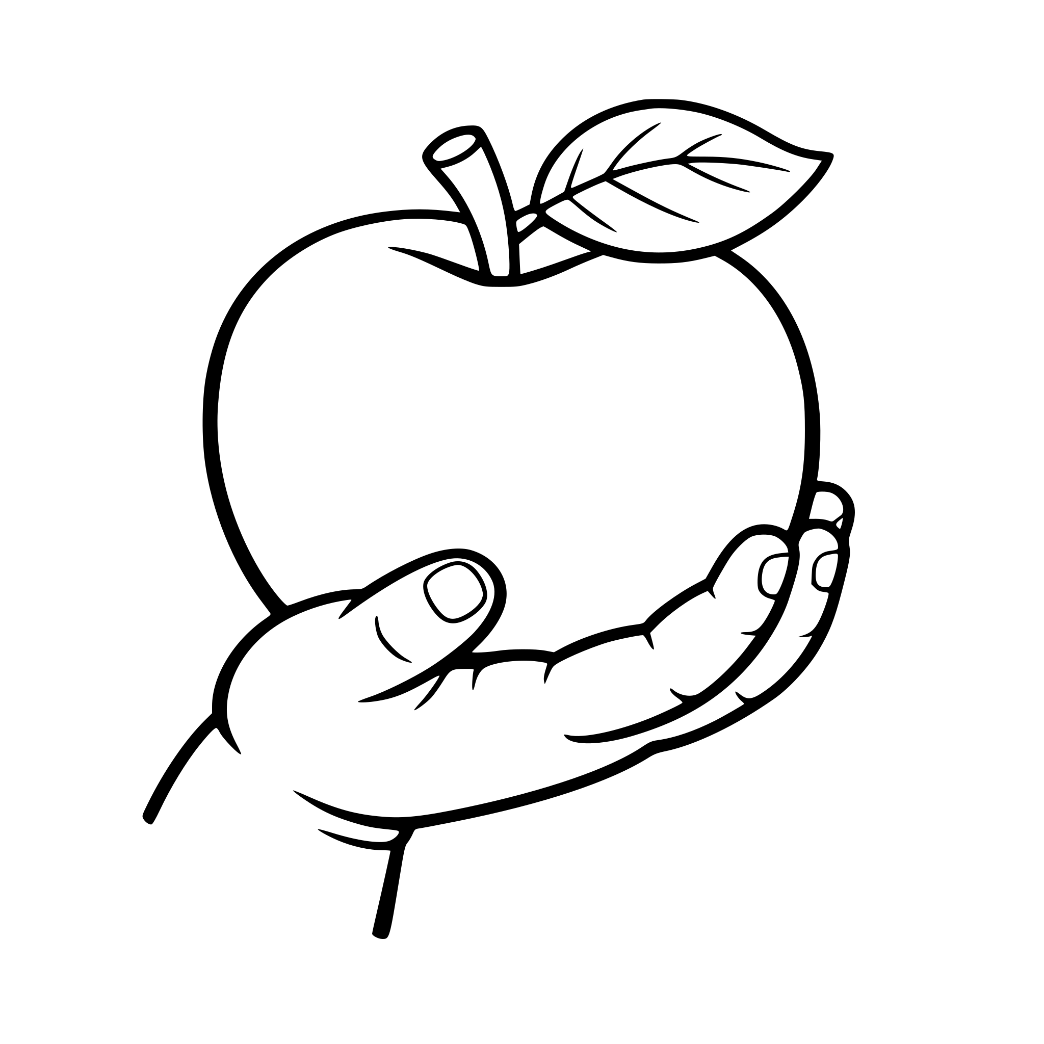 Create an image of a child's hand holding one big apple in her hand. White background, isolated.