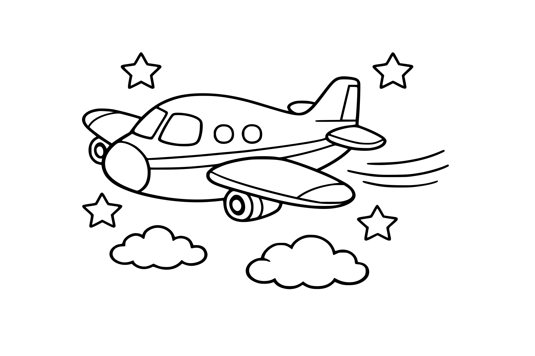 Airplane for coloring book, for 5 year old