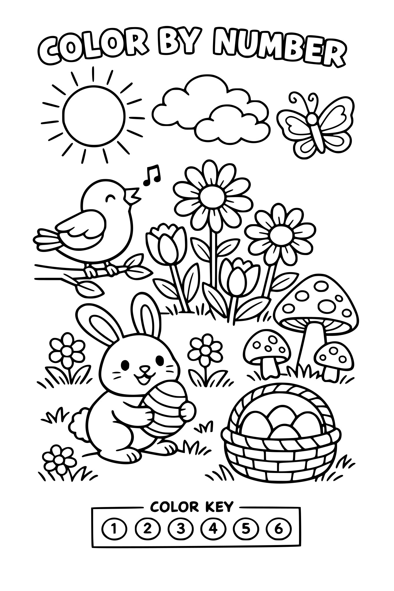 spring time color by number