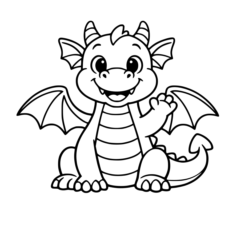 en tecknad drake som en 5-8 åring ska kunna fylla i