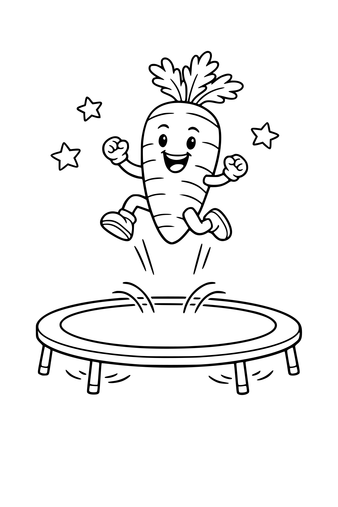 Une carotte qui saute sur une trampoline