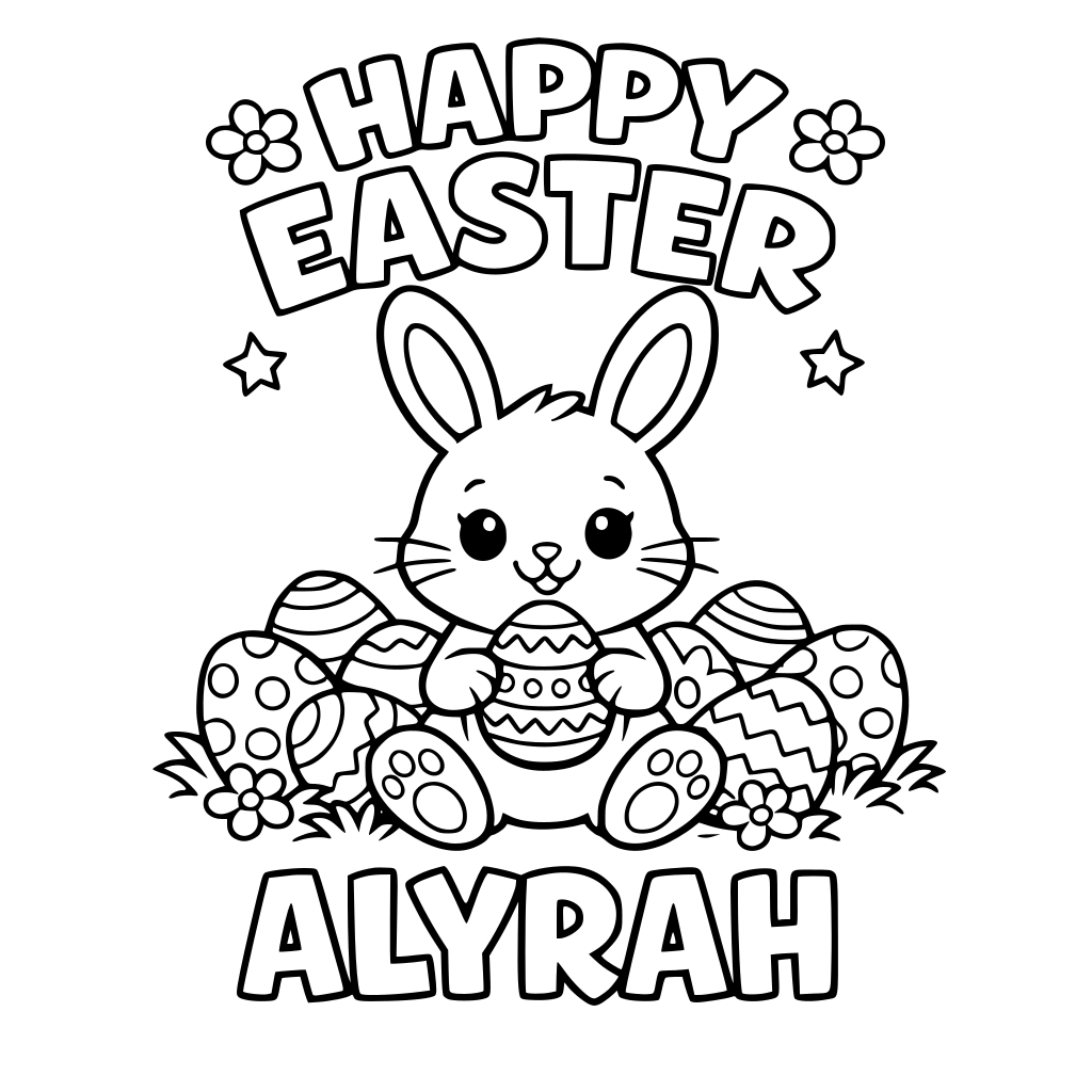 HAPPY EASTER WITH A BUNNY AND NAME ALYRAH