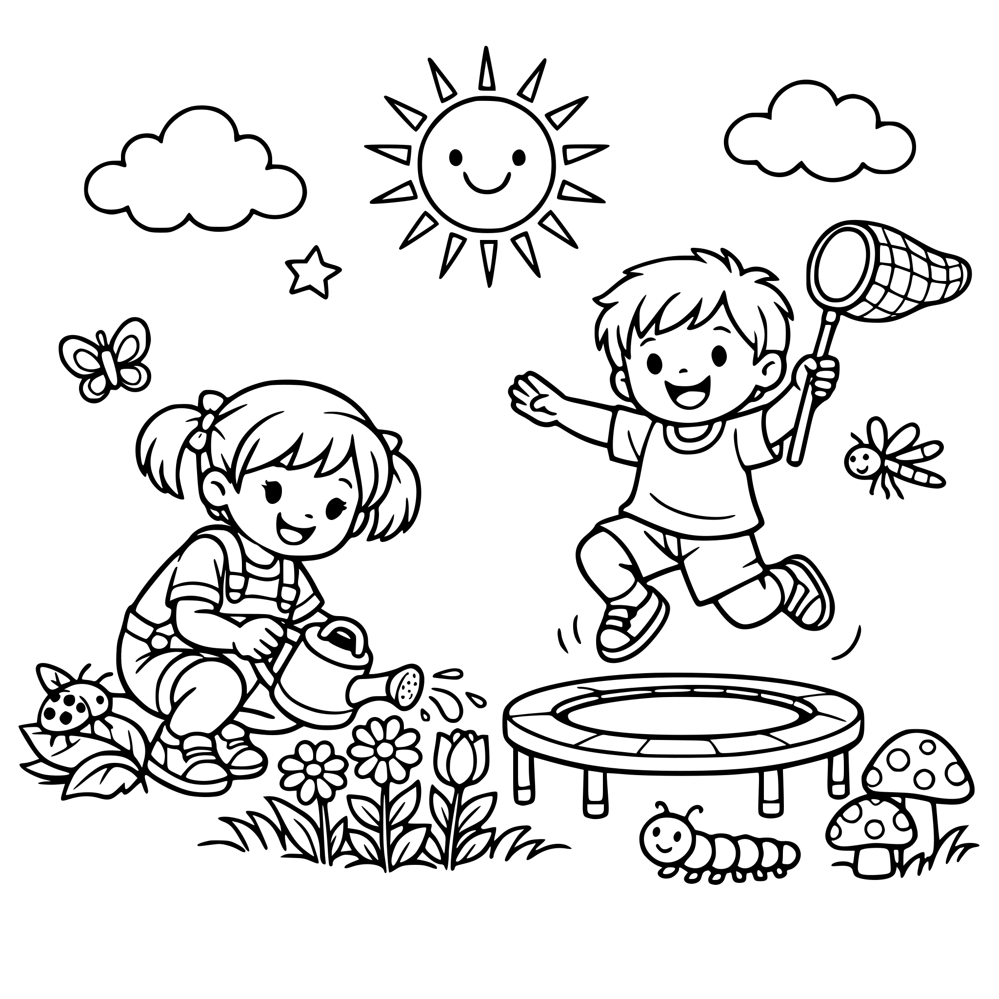 two children playing in a garden
