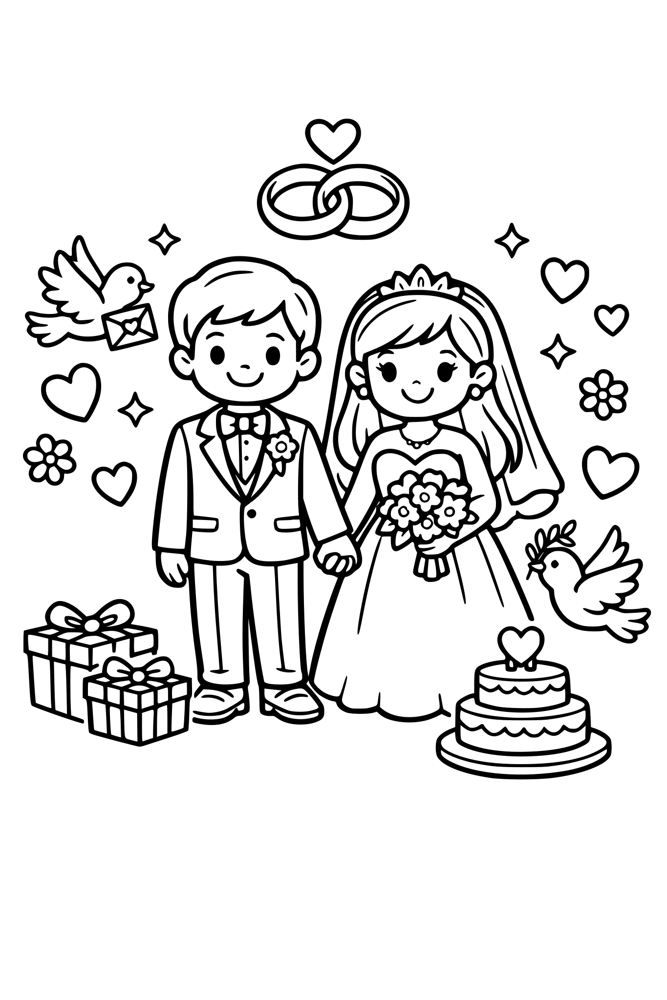 wedding coloring page for kids
