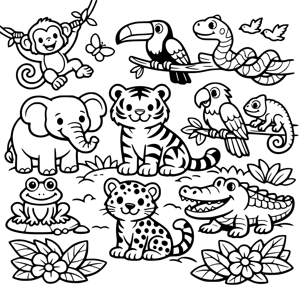 Una selva llena de animales