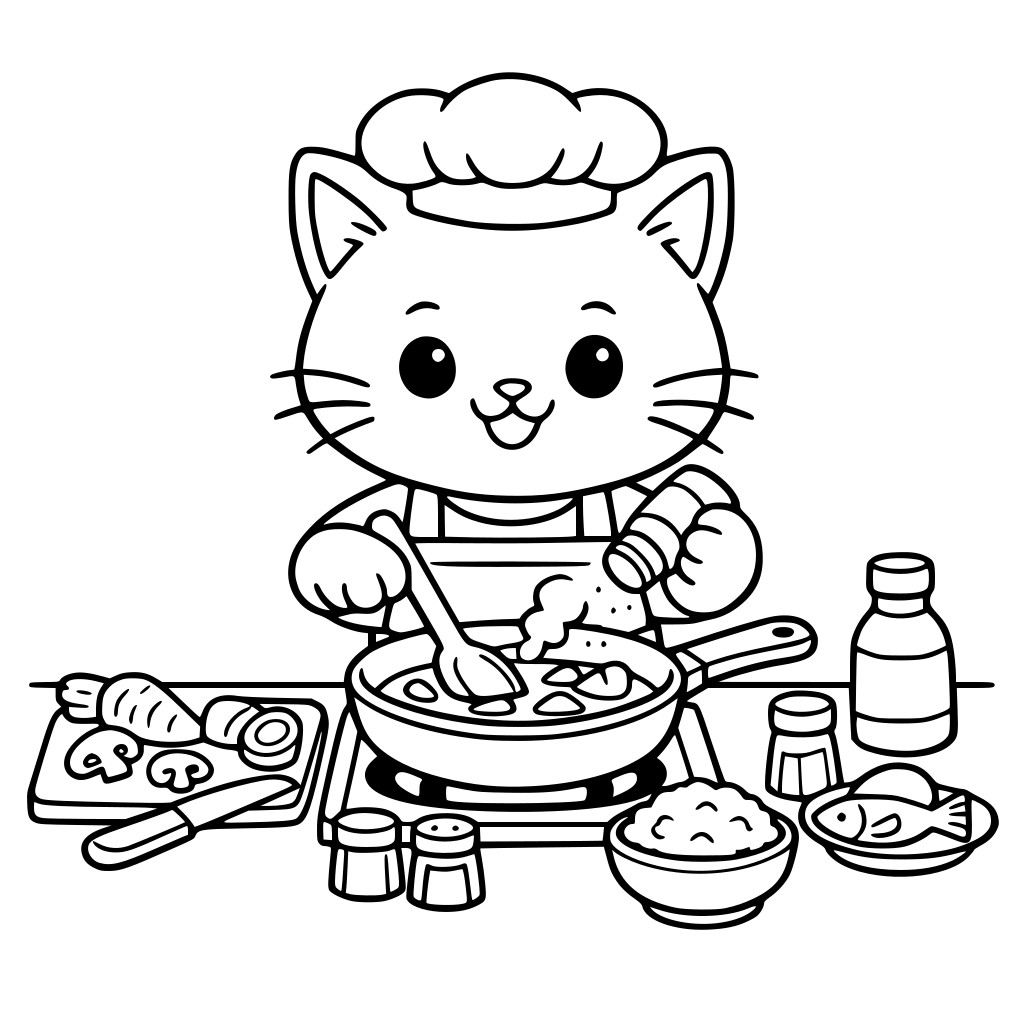 แมวกำลทำกับข้าว