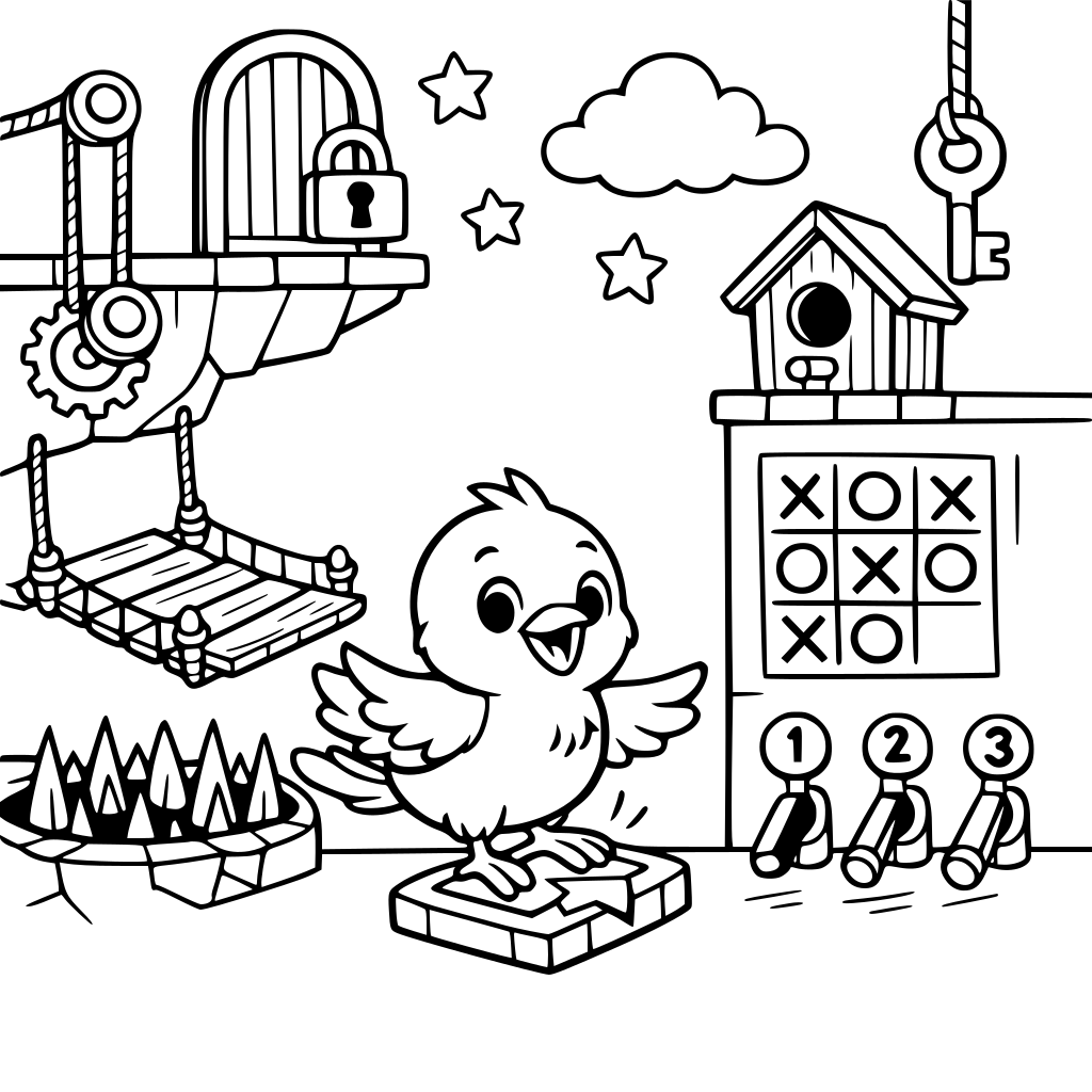 A bluebird looking for a home, and needing to overcome obstacles and puzzles to get there