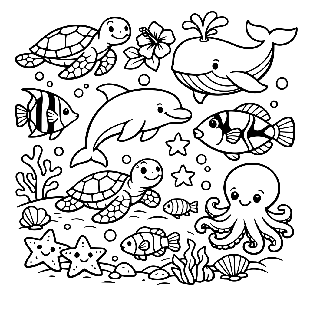 Ocean animals theme underwater in Hawaii
