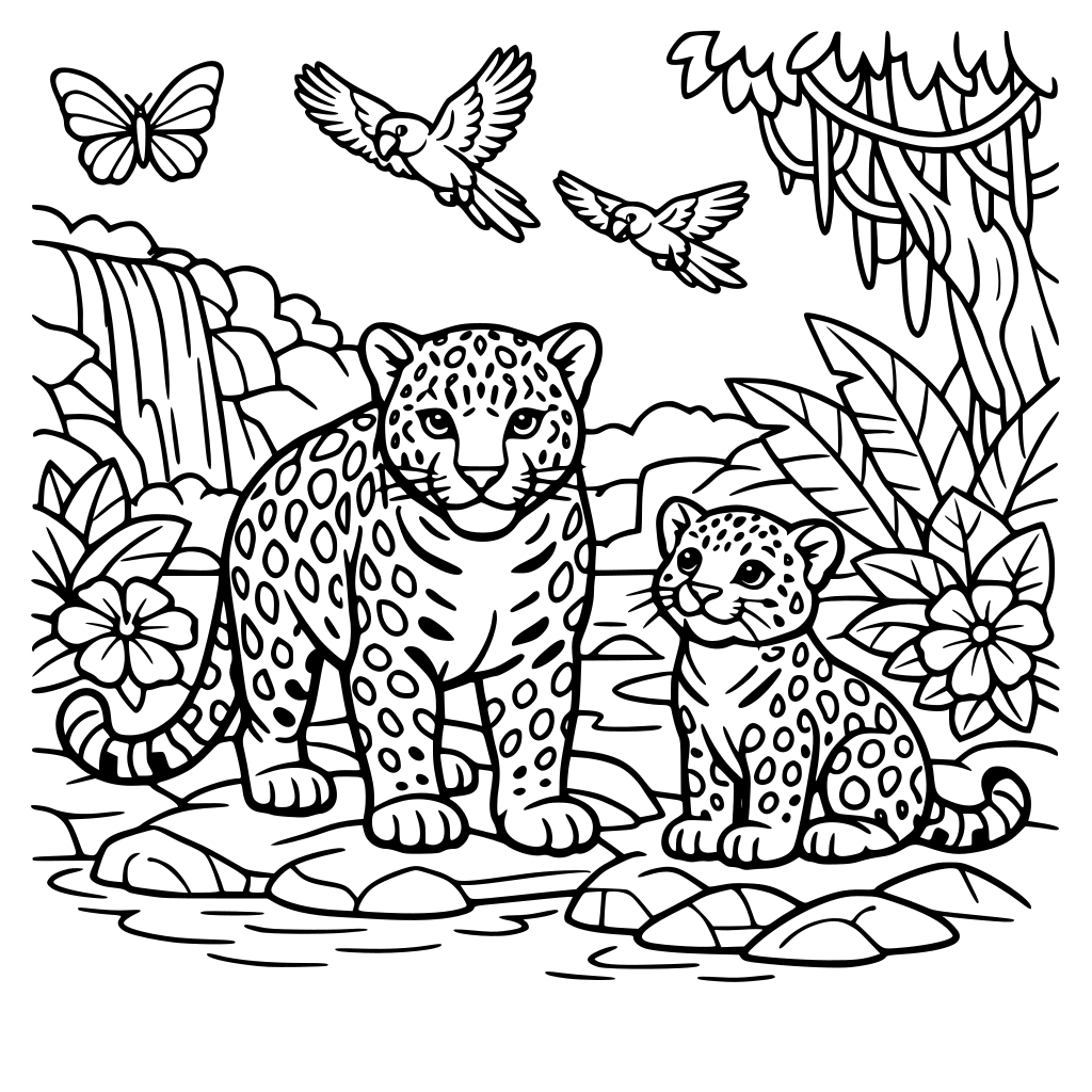 Jaguars in a rainforest