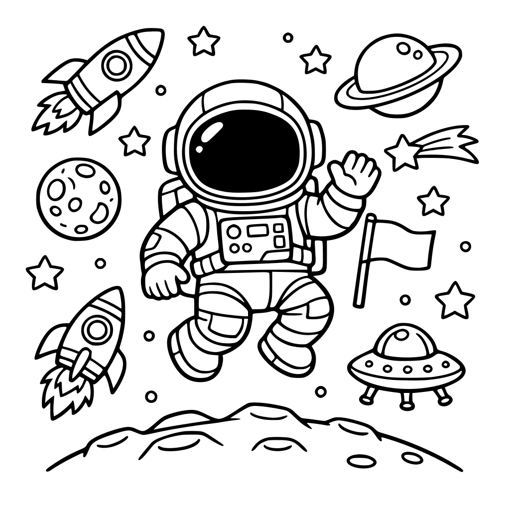 capa de caderno astronauta para colorir