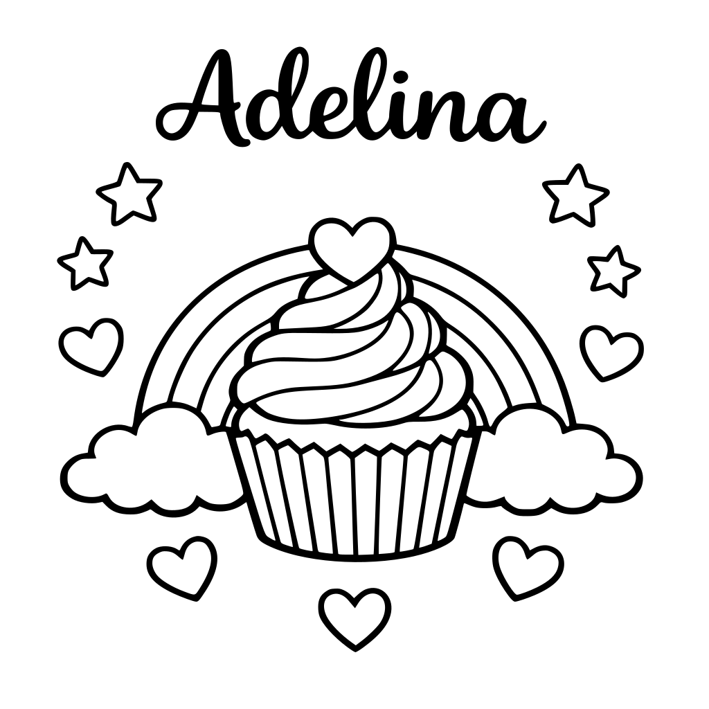 Name Adelina rainbows cupcake