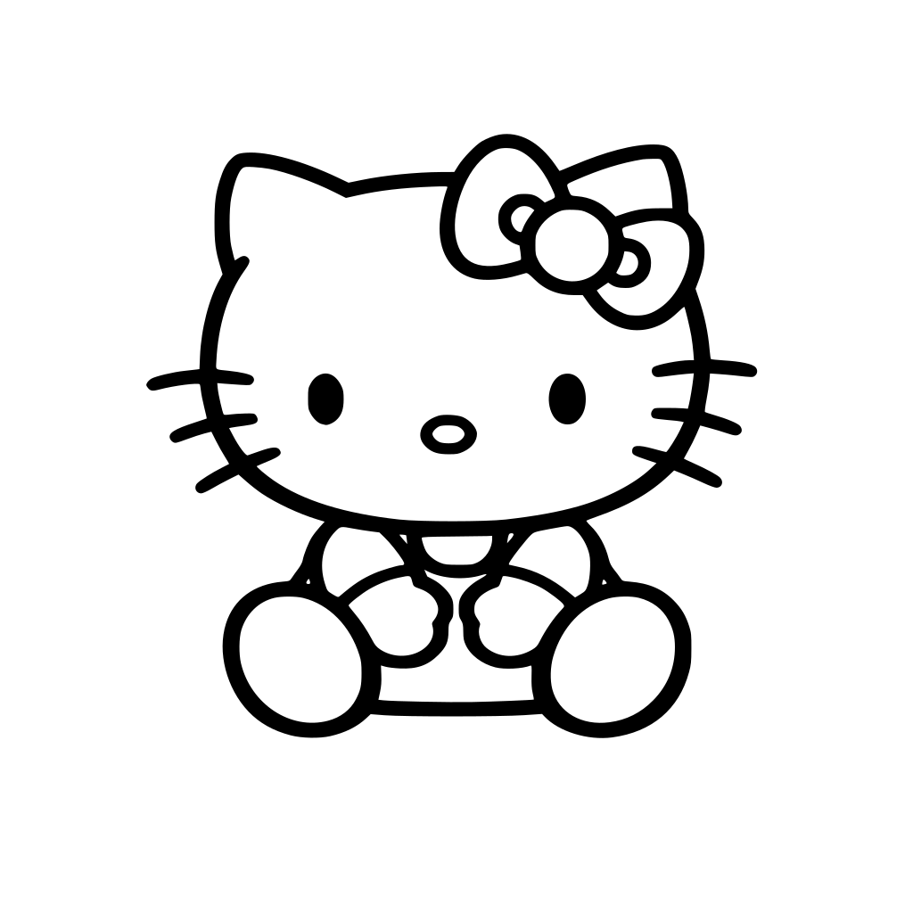 A cute Hello Kitty sits on the floor