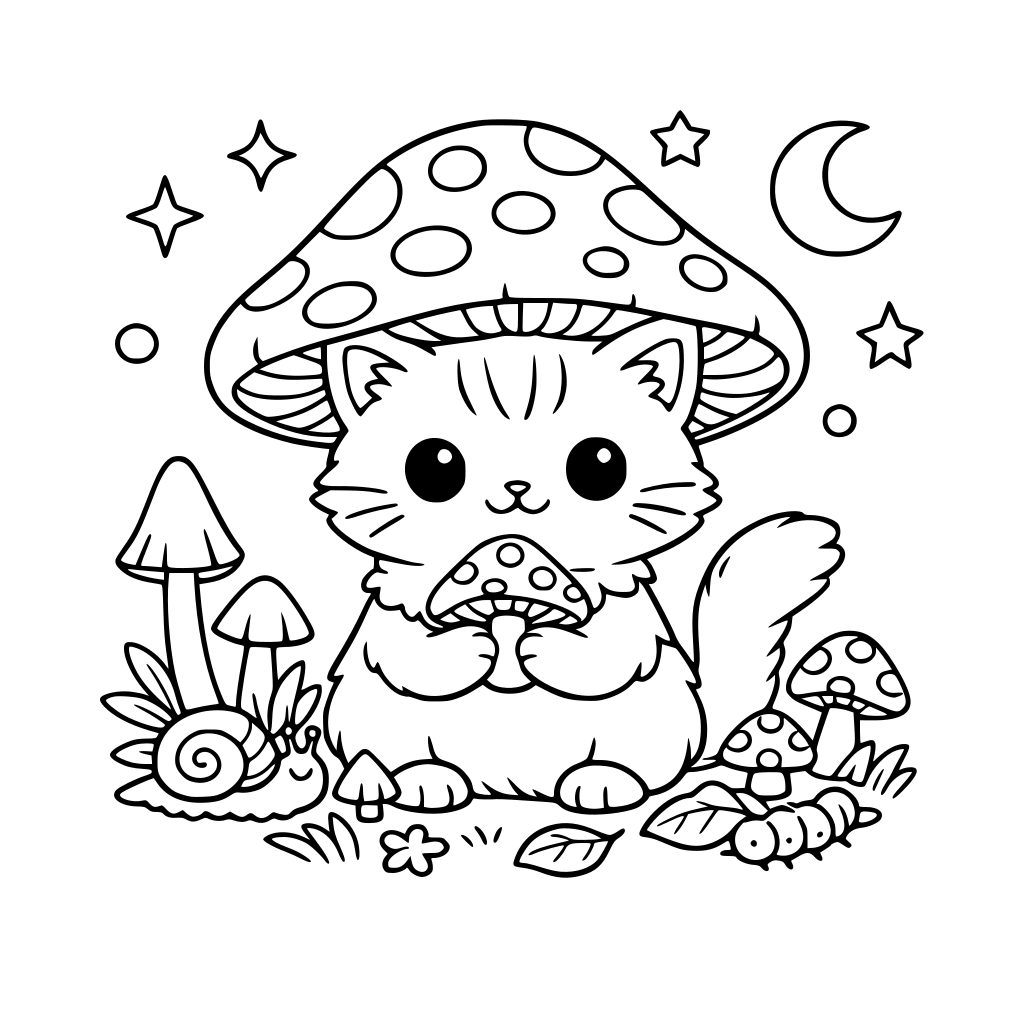 mushroom cat cute