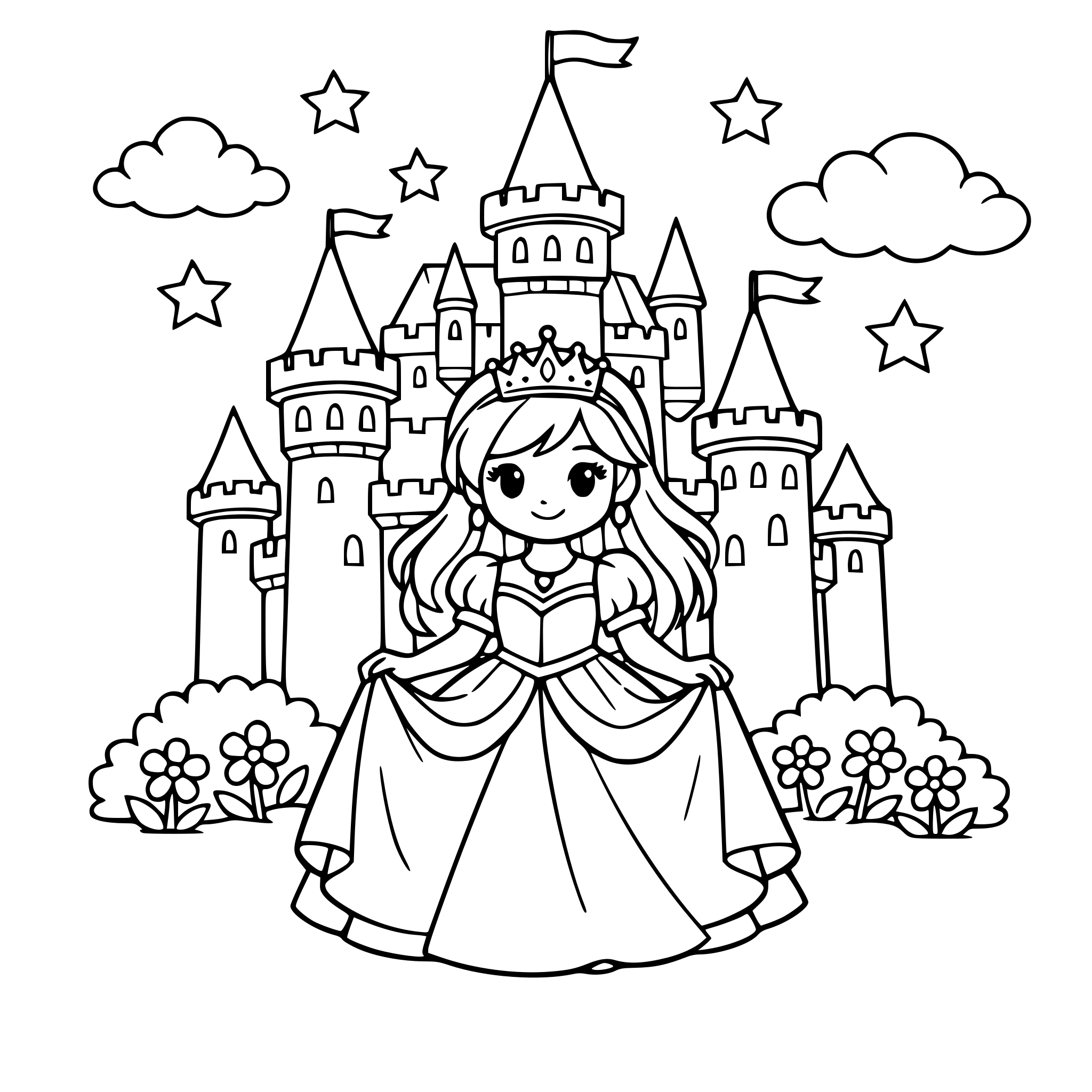 A princess infront her castle
