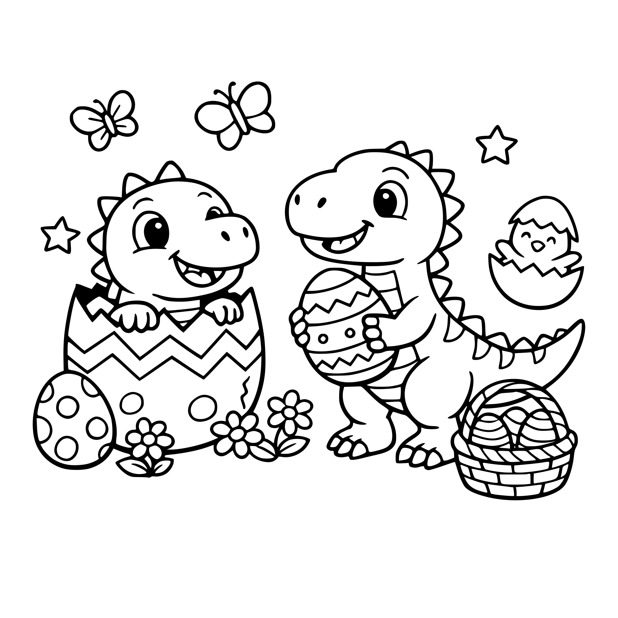 A Dinosaur themed Easter colouring book for kids