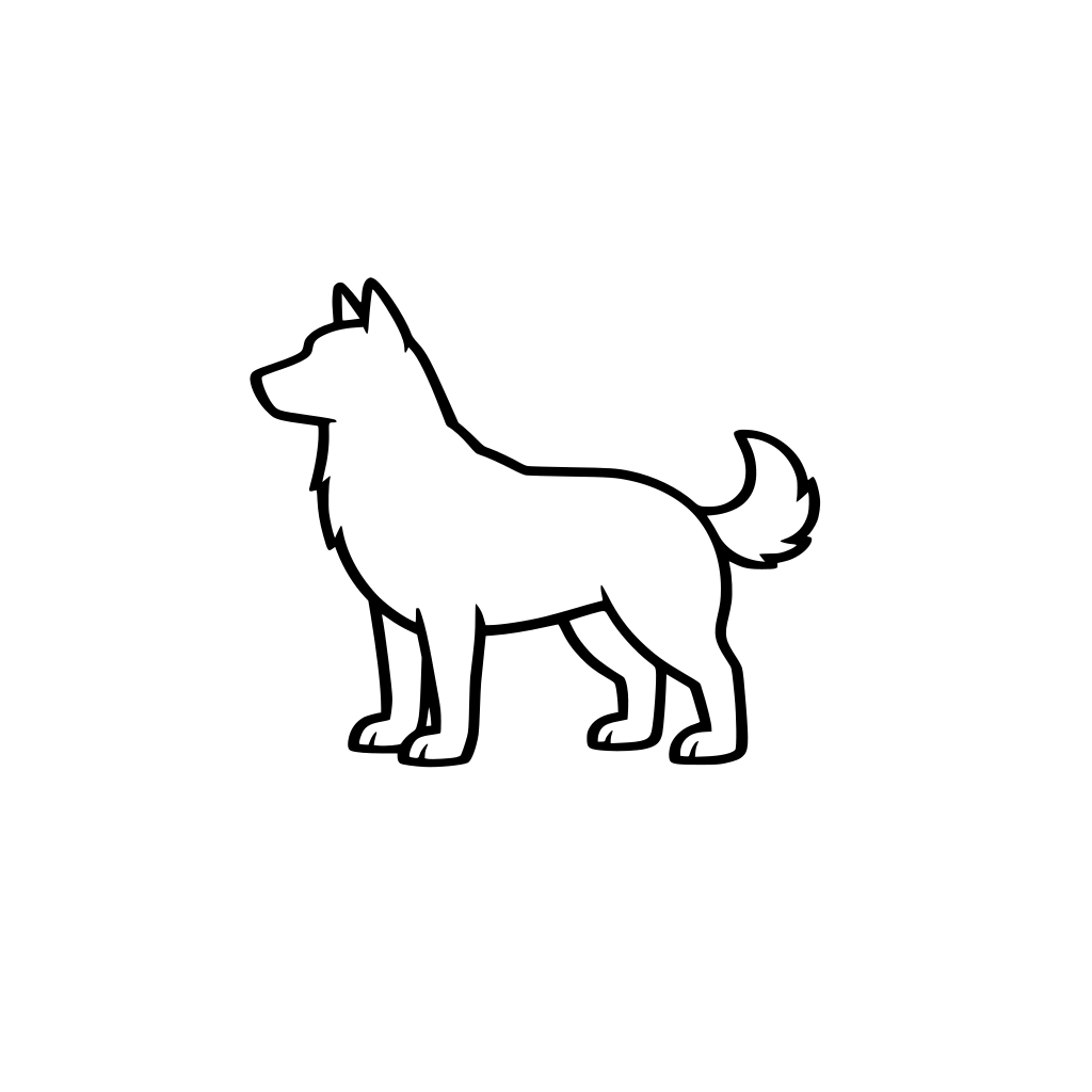 uma silueta de cachorro cinza com contorno preto