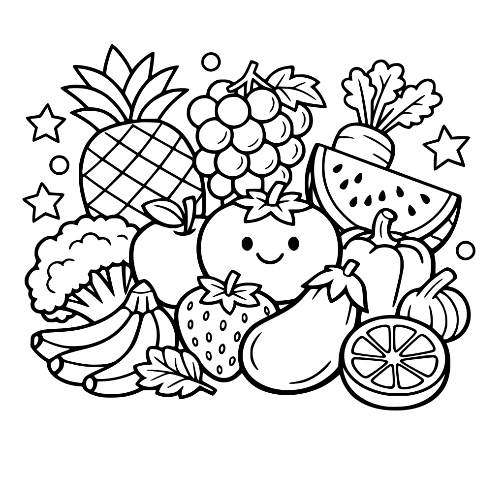 لون وغامر مع الفواكة والخضار