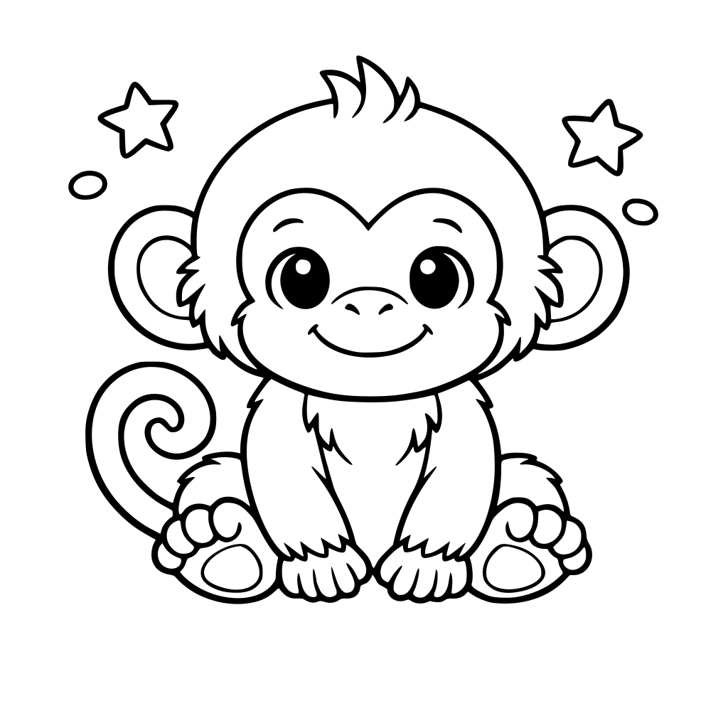 Monkey Coloring page with reference colour monkey more professionally