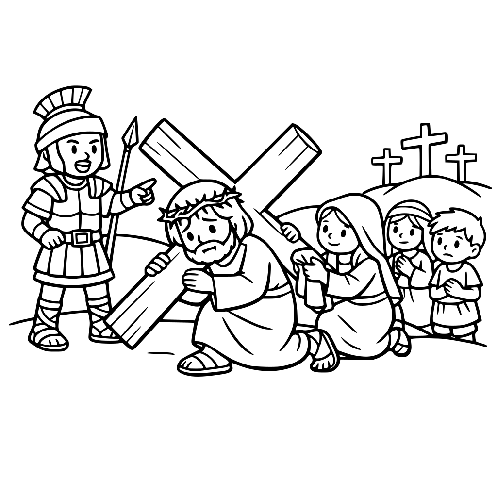 uma via sacra para colorir crinaça